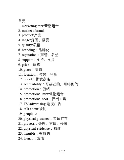 市场营销英语单词完整版