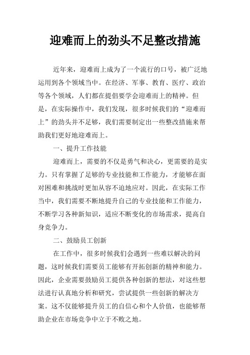 迎难而上的劲头不足整改措施