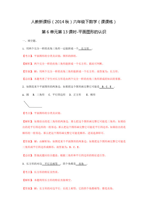 六年级下数学(课课练)第6单元第13课时-平面图形的认识人教新课标