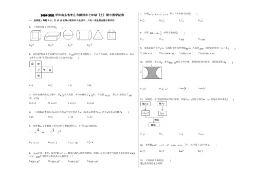 2020-2021学年山东省枣庄市滕州市七年级(上)期中数学试卷含解析