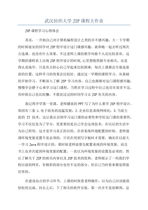 武汉纺织大学JSP课程大作业