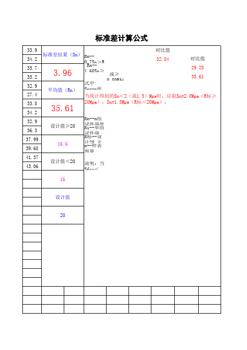 混凝土试块标准差计算及验收数据统计方法