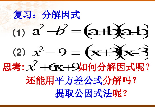 沪教版初中数学七年级第一学期 完全平方公式-的因式分解 课件 优秀课件资料