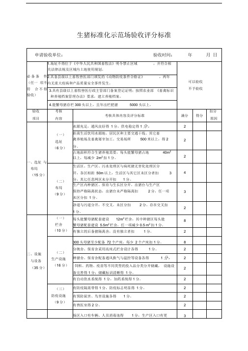 生猪标准化示范场验收评分标准