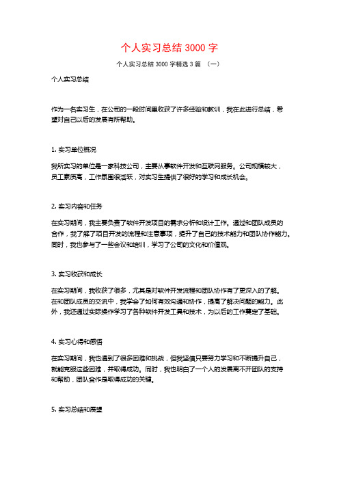 个人实习总结3000字3篇