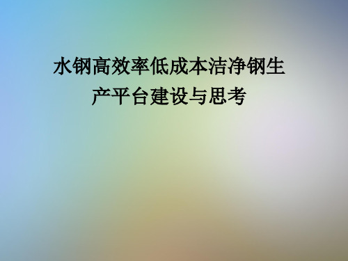 水钢高效率低成本洁净钢生产平台建设与思考