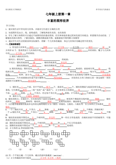 七年级上册第一章  丰富的图形世界