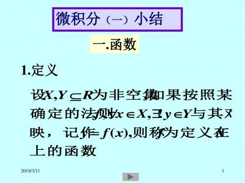 清华微积分(高等数学)课件--微积分(一)小结-PPT课件