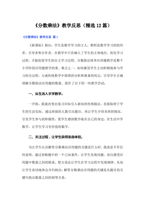 《分数乘法》教学反思(精选12篇)