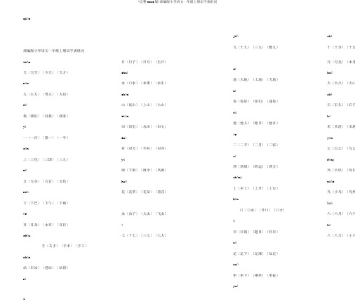 (完整word版)部编版小学语文一年级上册识字表组词