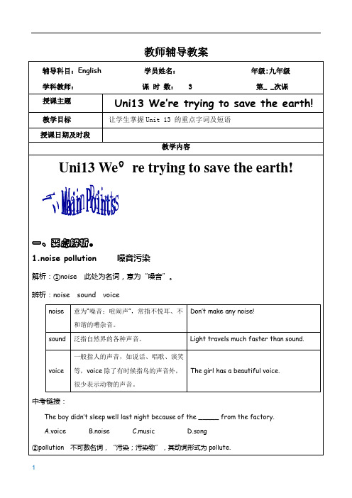 人教版英语九年级 Unit13 知识点重点解析