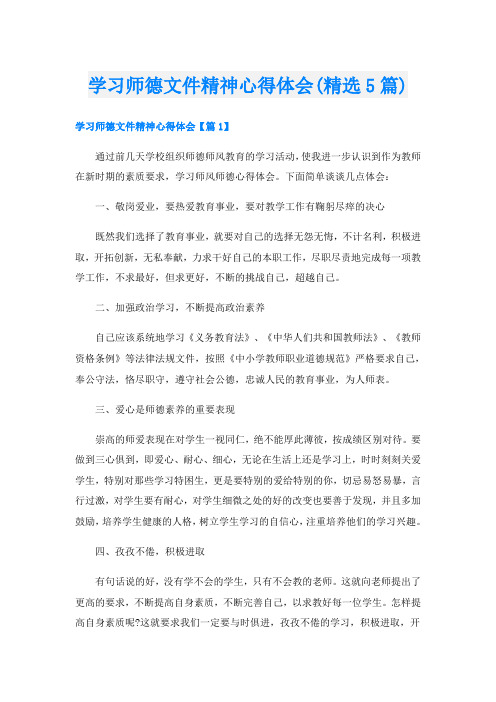 学习师德文件精神心得体会(精选5篇)