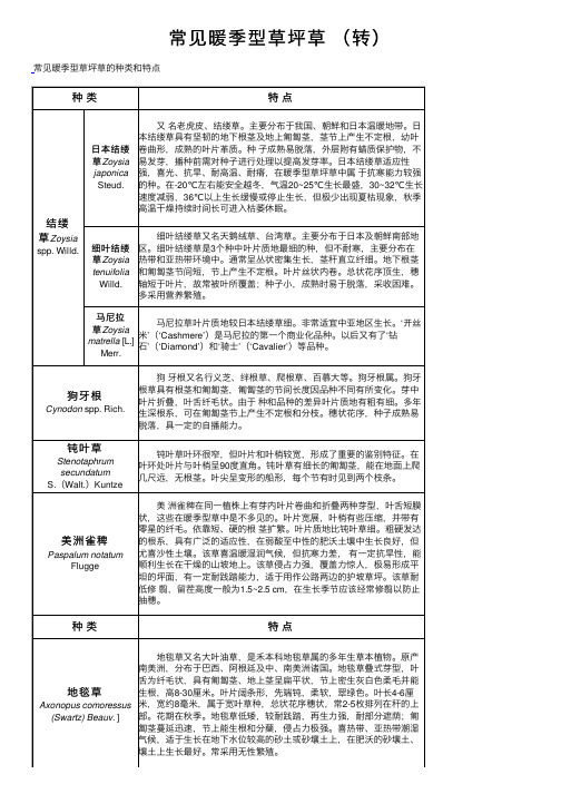 常见暖季型草坪草