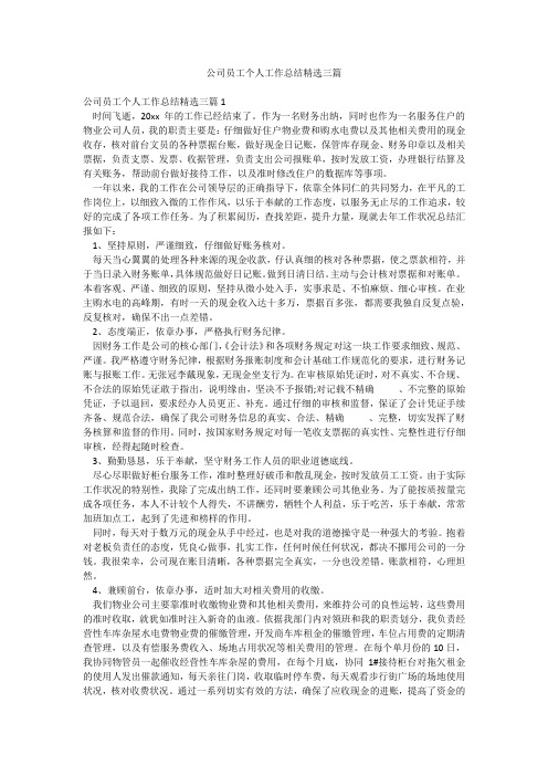 公司员工个人工作总结精选三篇