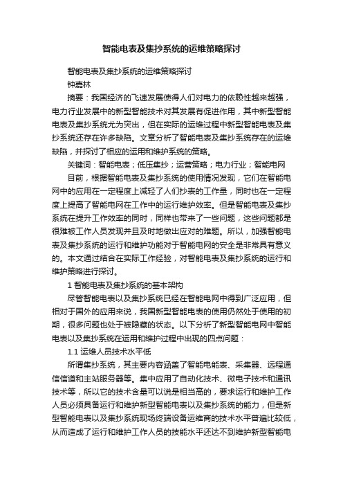 智能电表及集抄系统的运维策略探讨