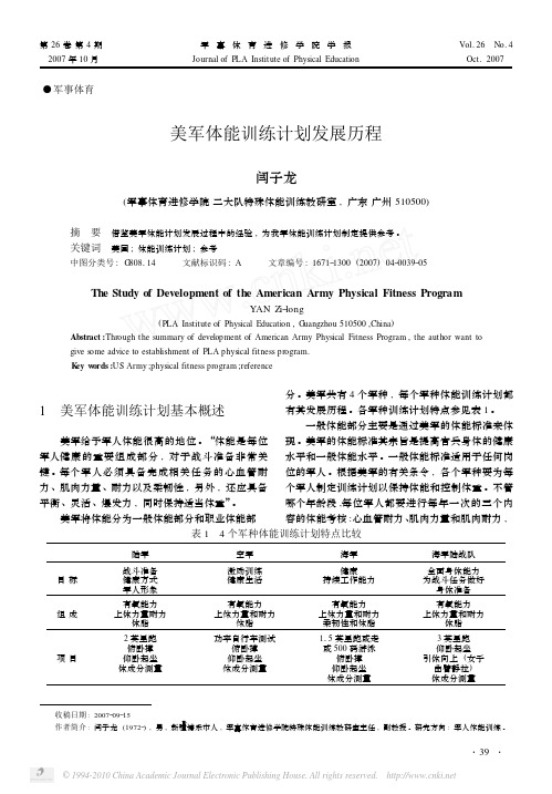 美军体能训练计划发展历程_闫子龙