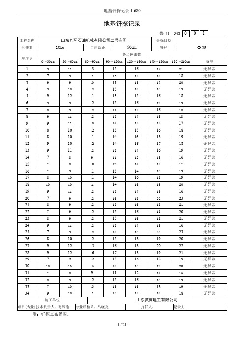 地基钎探记录1-680