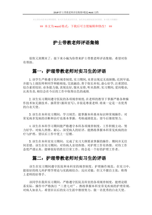 2019-护士带教老师评语集锦-精选word文档 (2页)