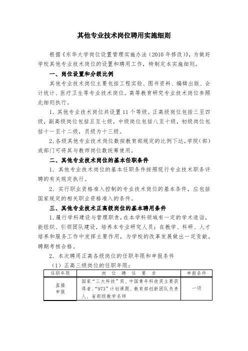 其他专业技术岗位聘用实施细则