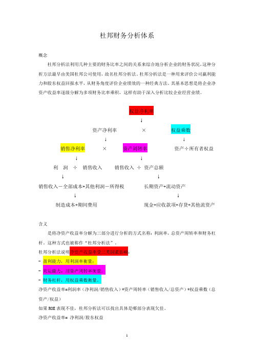 杜邦财务分析体系