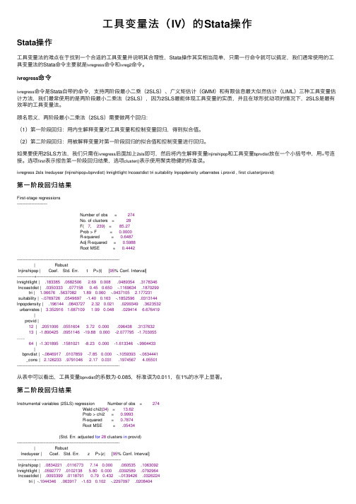 工具变量法（IV）的Stata操作