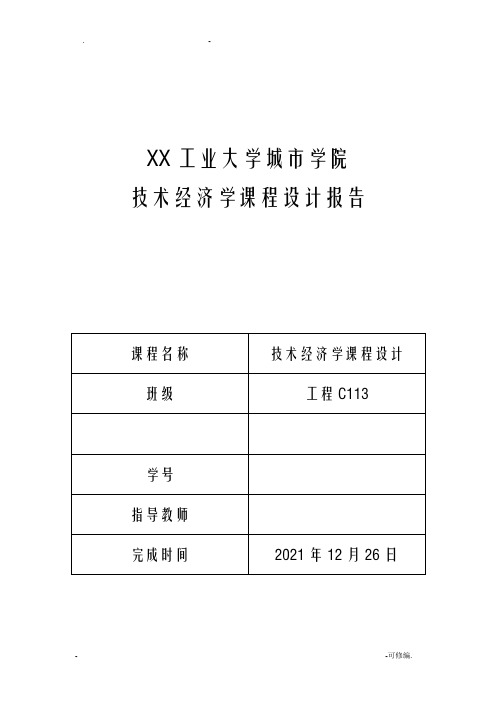 技术经济学课程设计报告