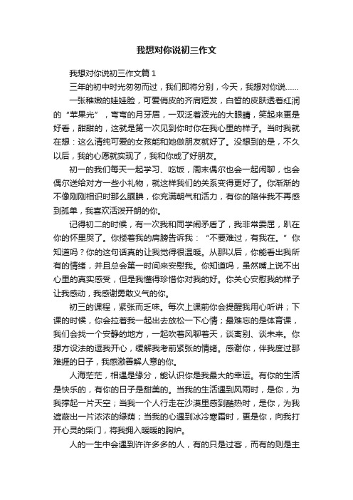 我想对你说初三作文