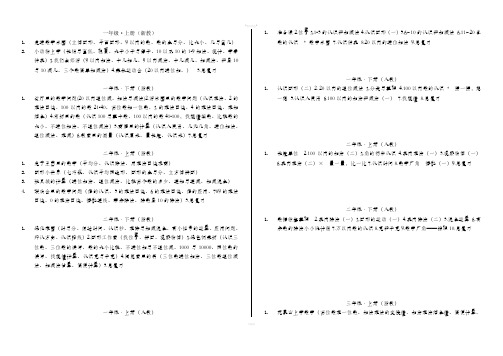 浙教版、人教版小学数学教材目录对比