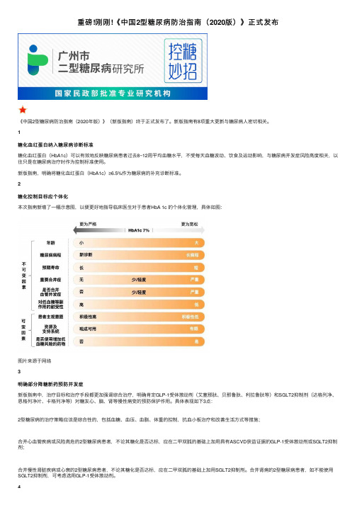 重磅!刚刚!《中国2型糖尿病防治指南（2020版）》正式发布