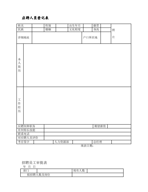 人事表格大全(实用版)