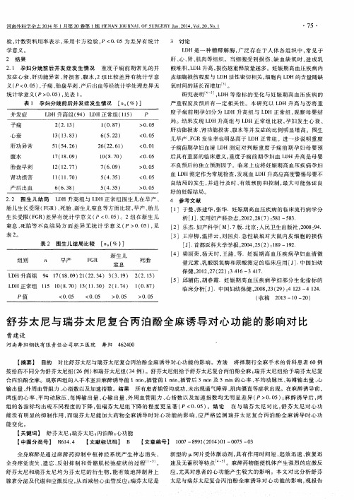 舒芬太尼与瑞芬太尼复合丙泊酚全麻诱导对心功能的影响对比