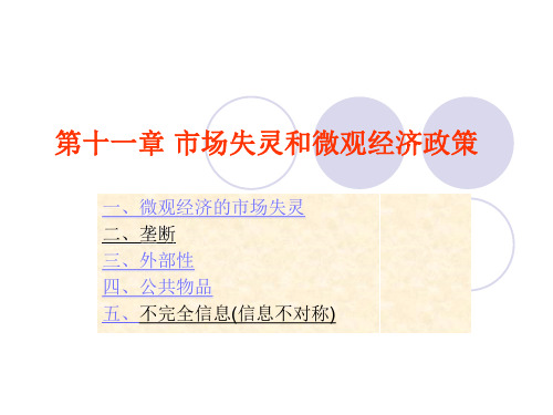 高鸿业版微观经济学之 市场失灵：垄断、外部性与公共物品