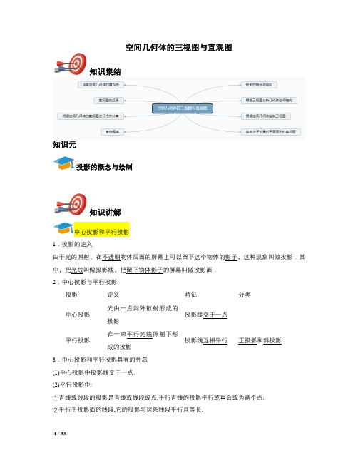 【最新!决胜高考精品高中数学课件-教师版】人教版数学必修二——空间几何体的三视图与直观图
