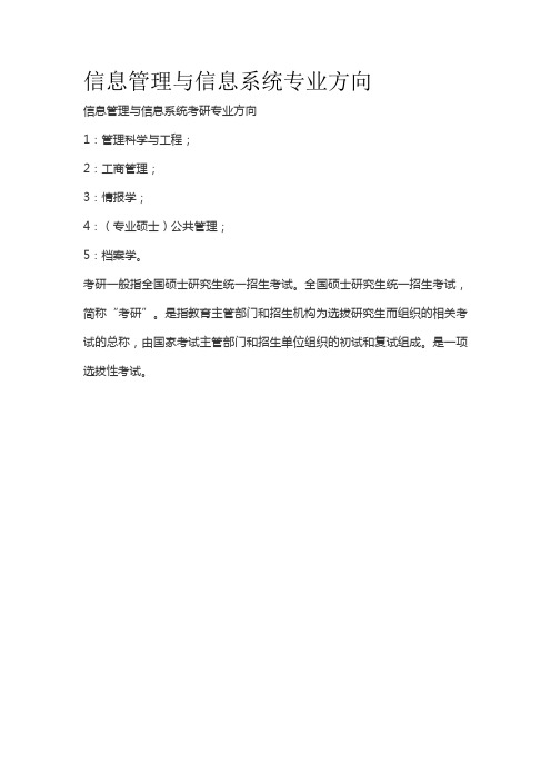 信息管理与信息系统专业方向