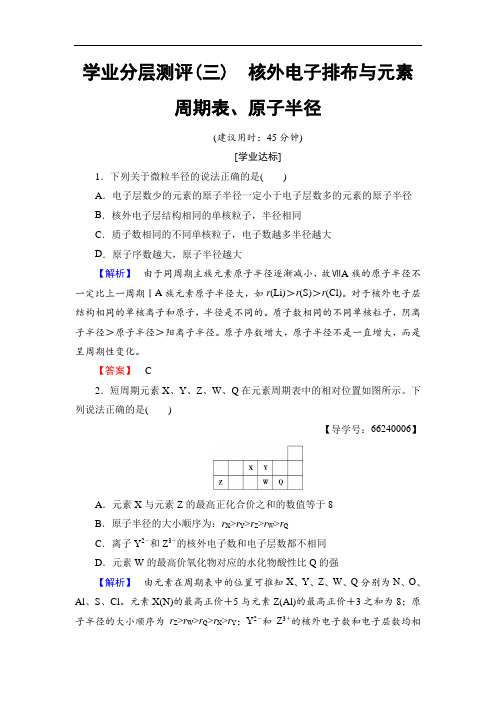 鲁科版化学选修3 同步练习 章节测试题3 Word版含解析