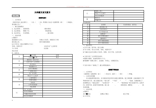 九年级语文上下册期末文言文复习