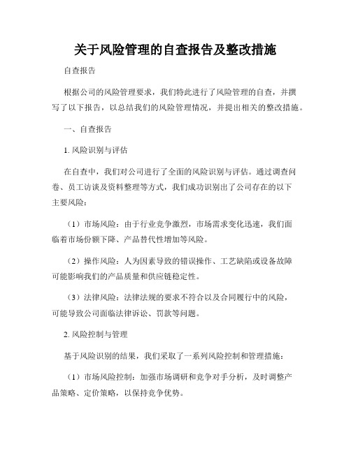 关于风险管理的自查报告及整改措施