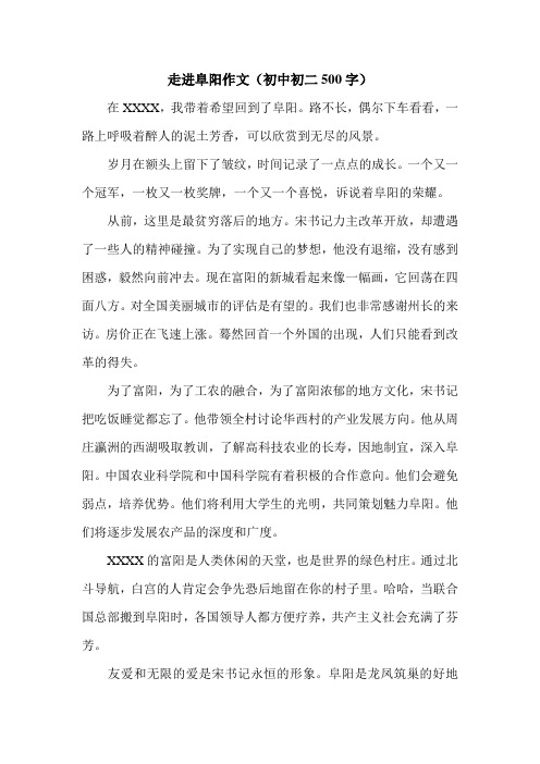走进阜阳作文(初中初二500字).doc