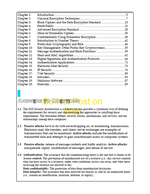 密码编码学与网络安全(第五版)答案