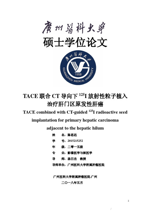 TACE联合CT导向下125I放射性粒子植入治疗肝门区原发性肝癌