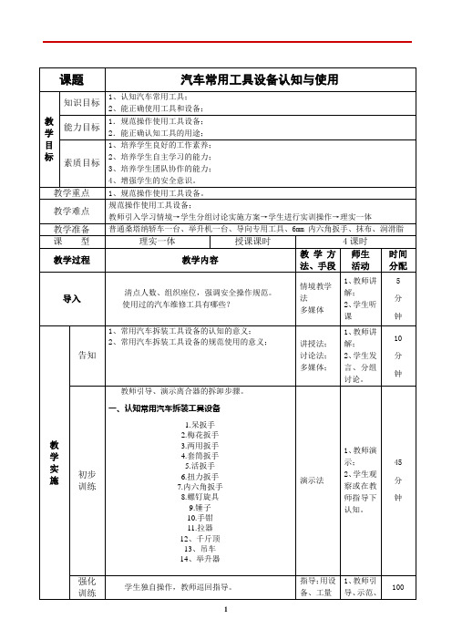 2.1.1常用汽车拆装工具设备认知与使用