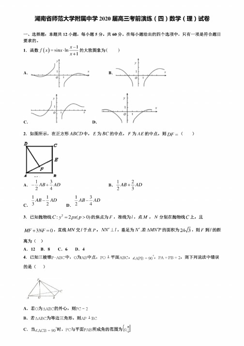 湖南省师范大学附属中学2020届高三考前演练（四）数学（理）试卷含解析