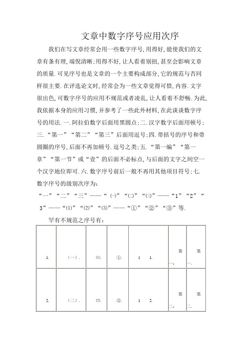 公文中数字序号使用顺序