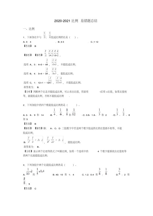 20202021比例易错题总结