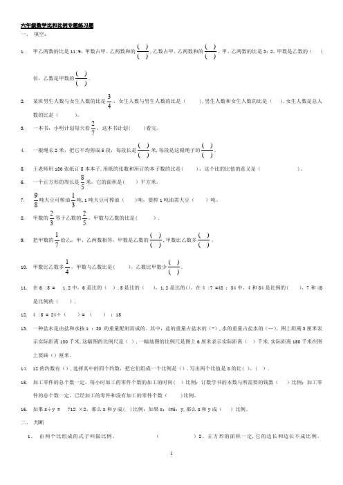 六年级数学比和比例专题训练