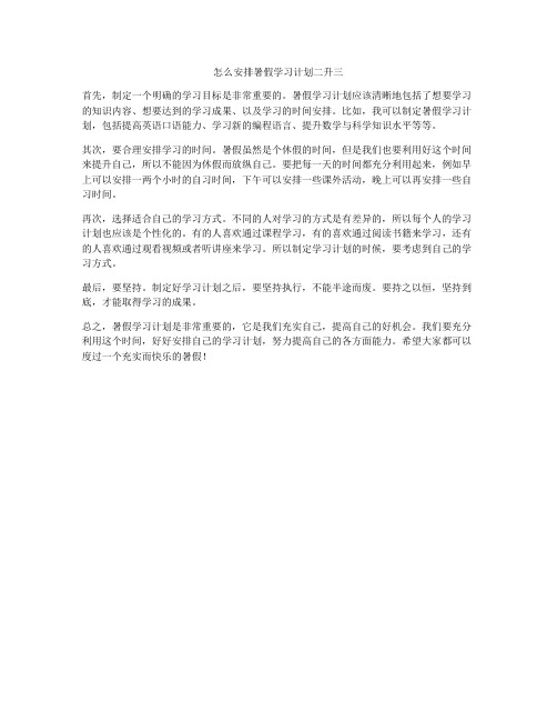 怎么安排暑假学习计划二升三