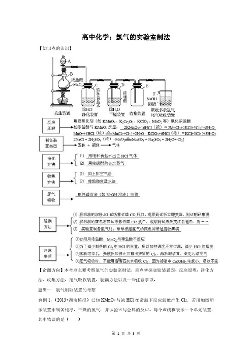 高中化学：氯气的实验室制法