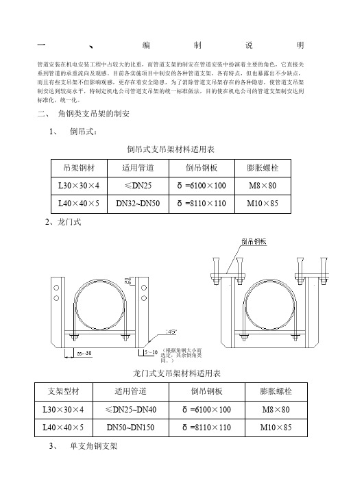 管道支架制作安装一般适用标准