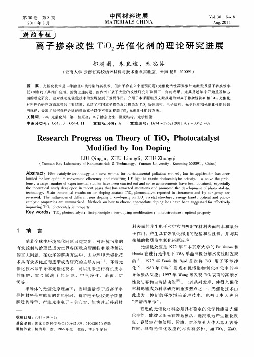 离子掺杂改性TiO2光催化剂的理论研究进展