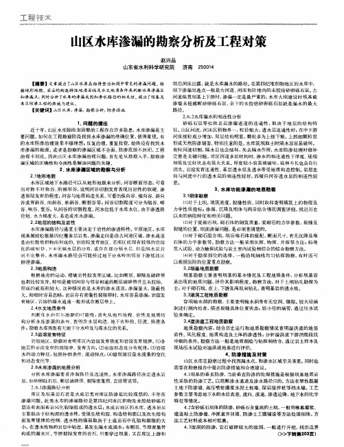 山区水库渗漏的勘察分析及工程对策